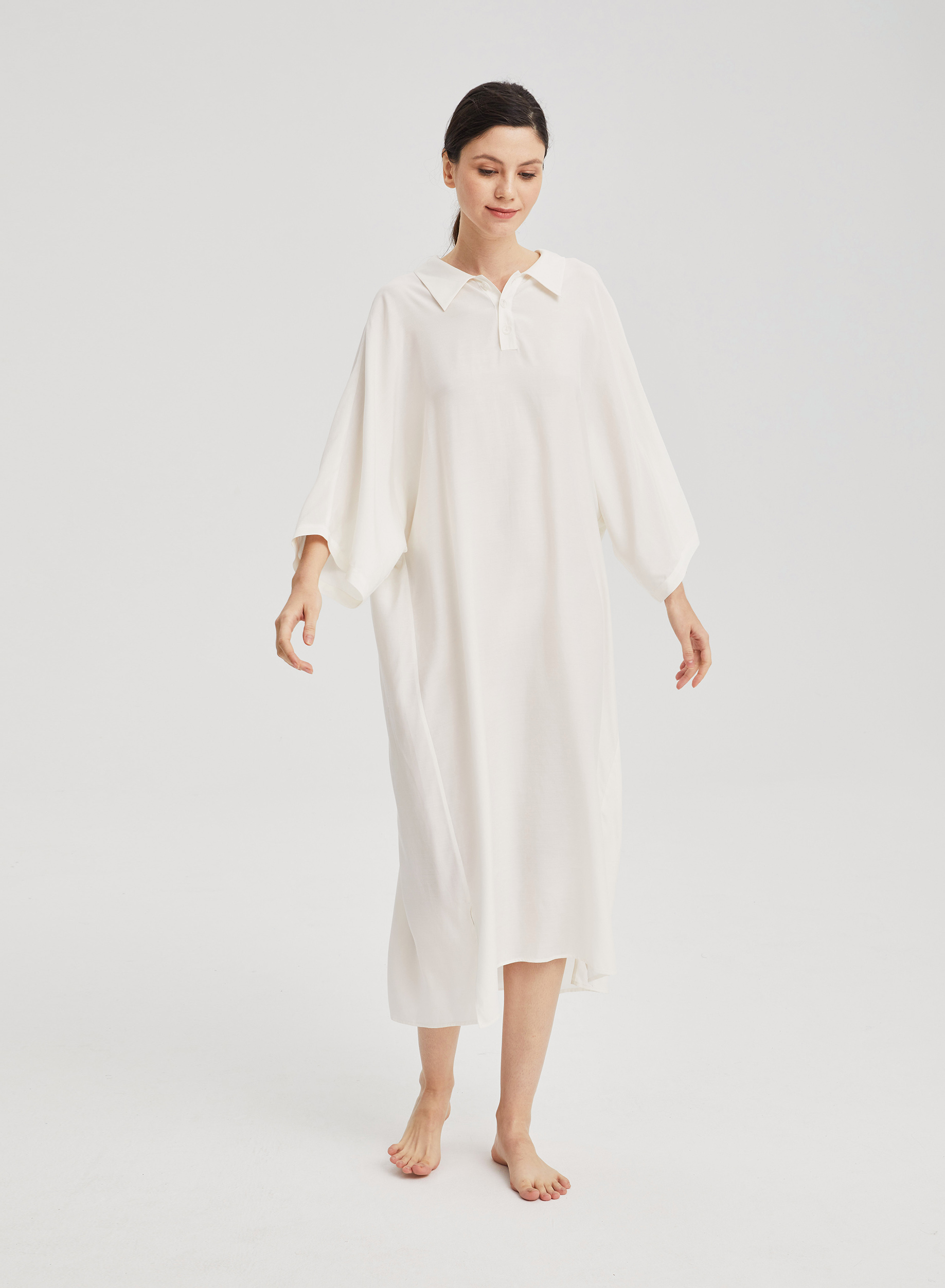 white shift dress with collar