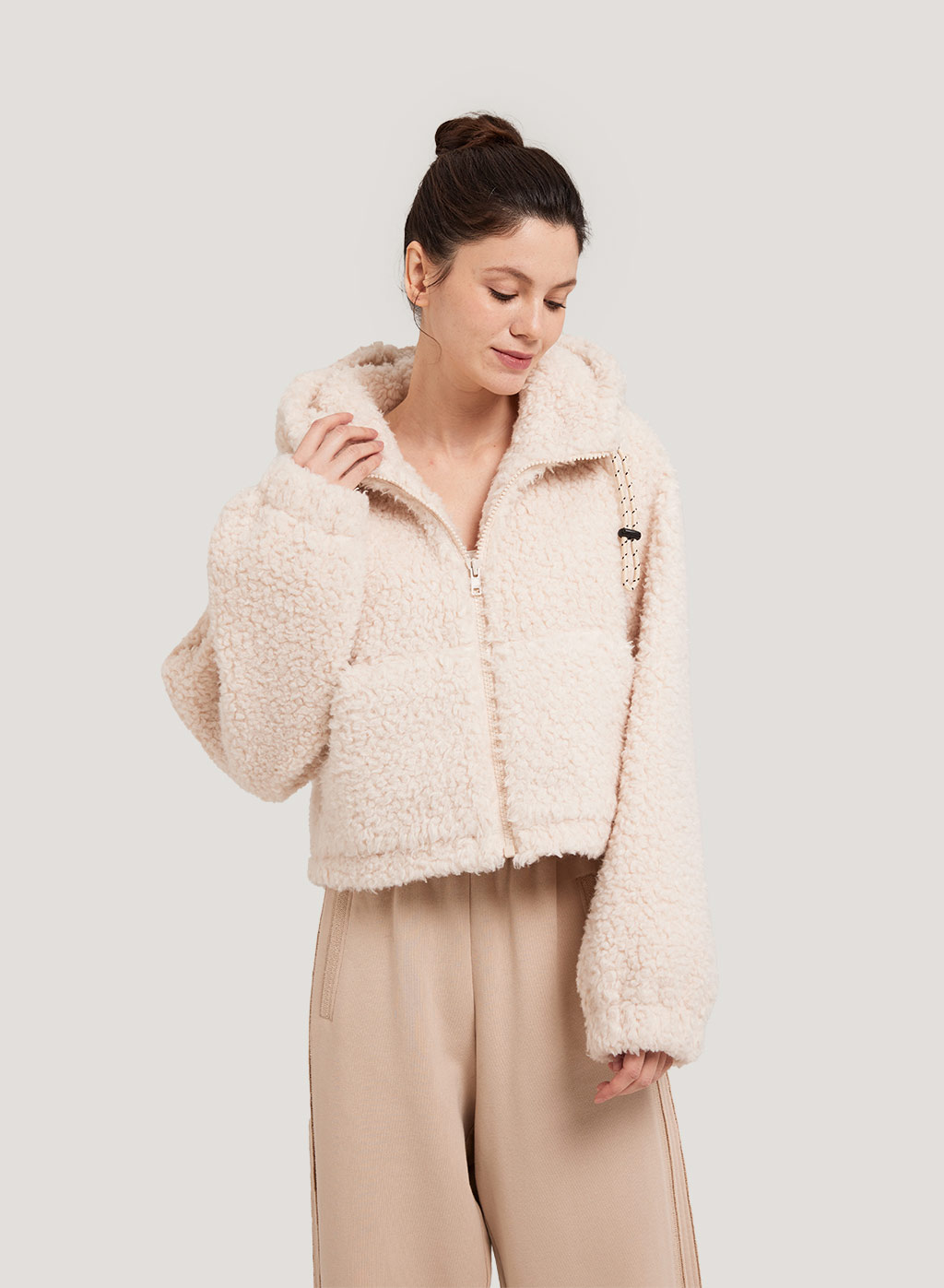 Crop Zipped Fuzzy Coat