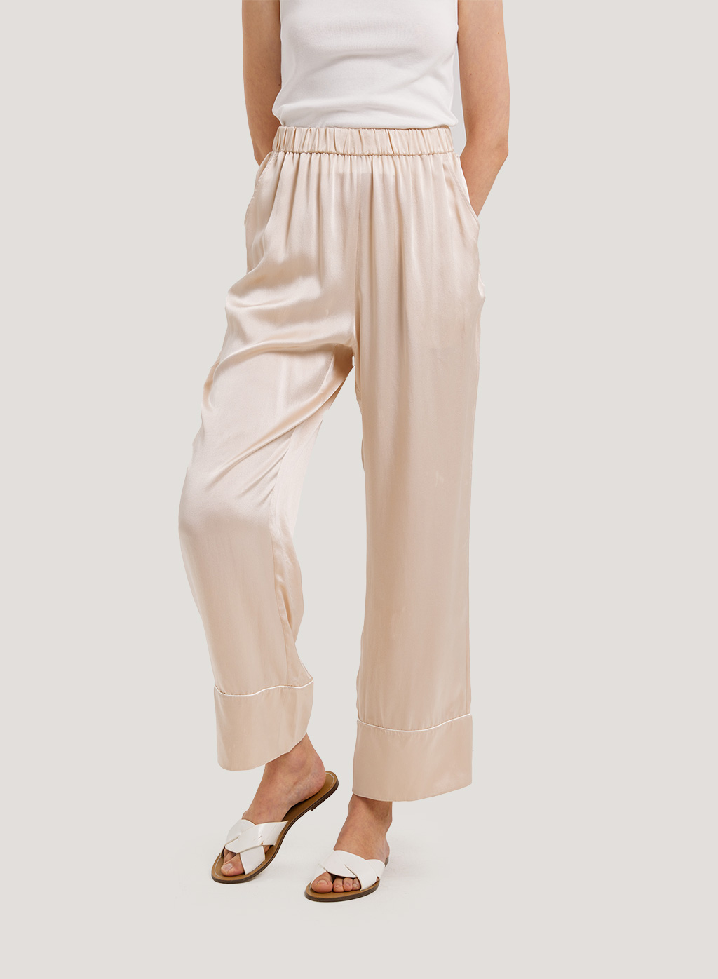 Washable 100% Silk-Satin Pajama Pants