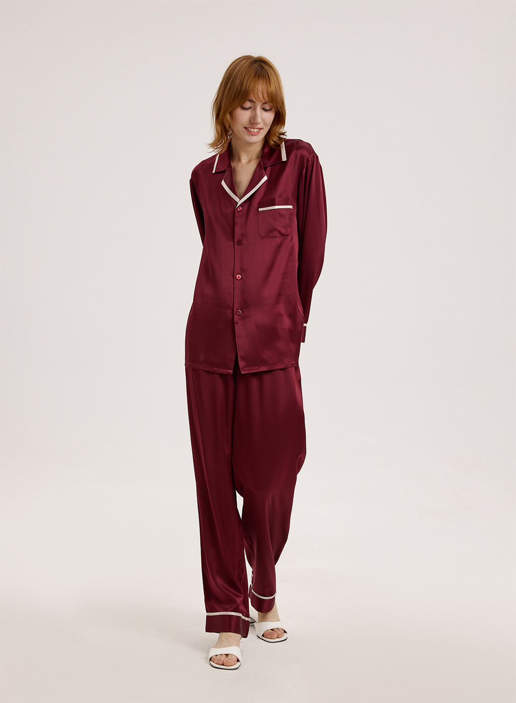 Pipped Silk Pajama Set
