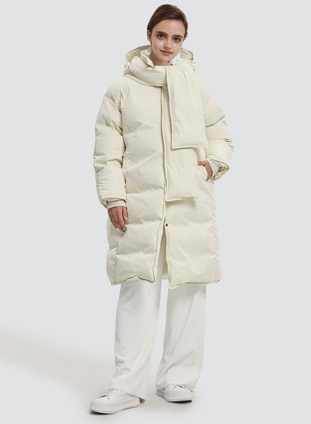 White Hooded Puffer Down Coat