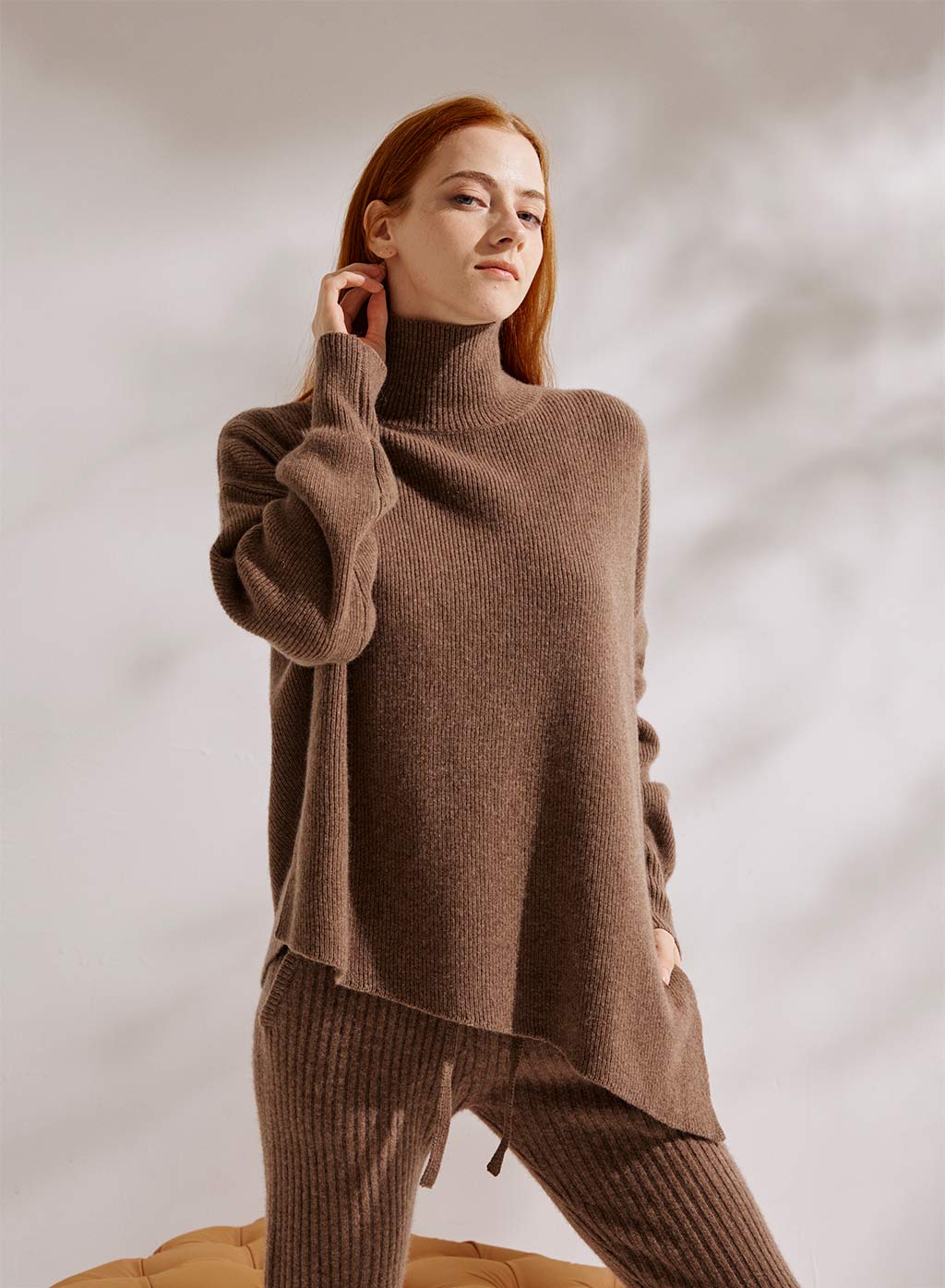 High Neck Knitted Relaxed Sweater Top