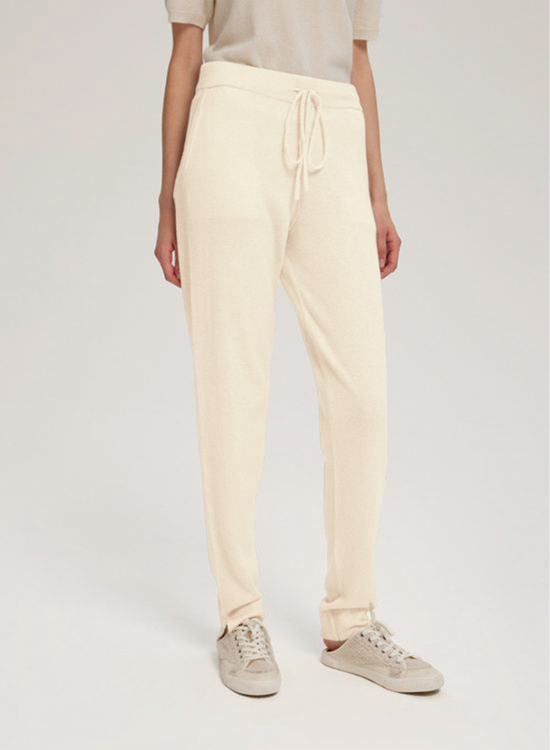 Drawstring Waist Cashmere-Wool Jogger