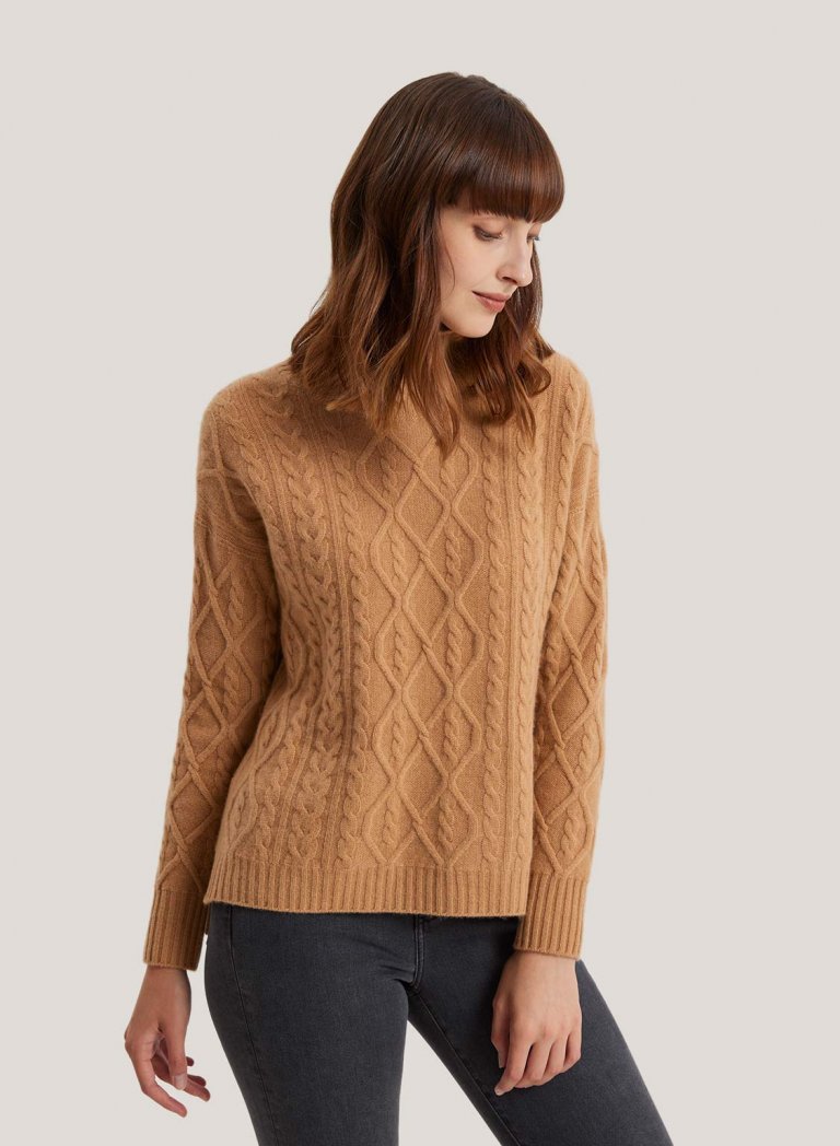 100% Cashmere Slouchy High Neck Top