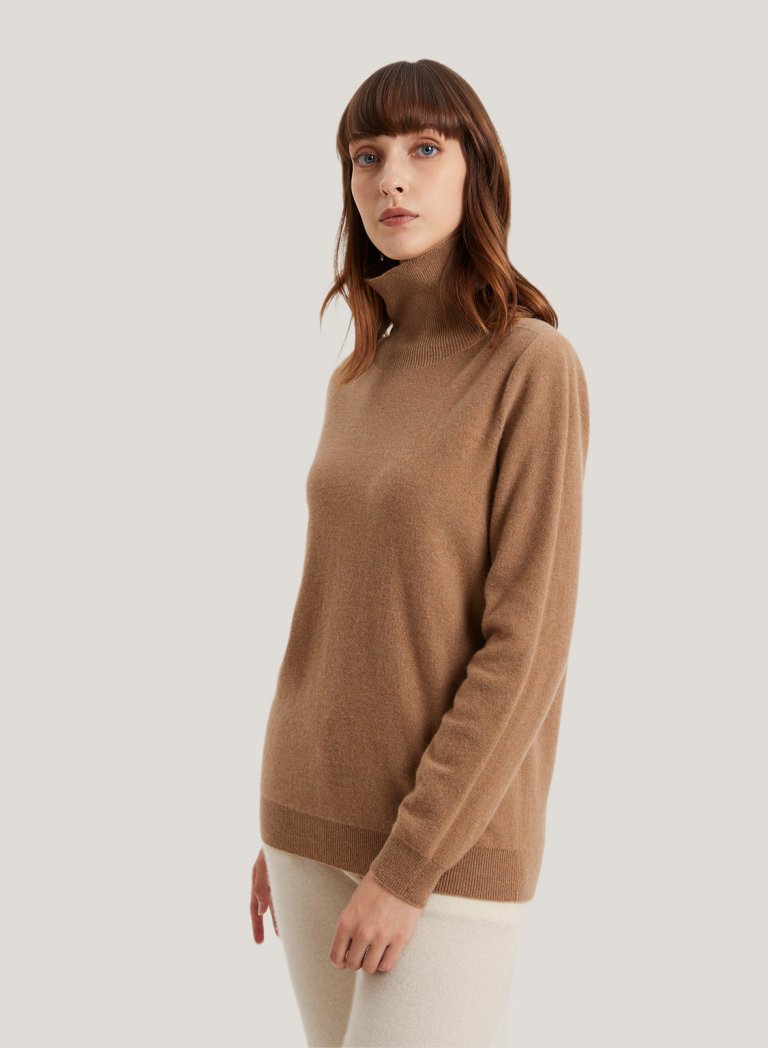 100% Cashmere High Neck Pullovers