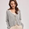Buttoned Crop Knit Cardigan