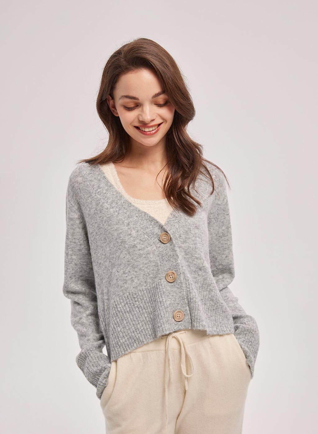 Buttoned Crop Knit Cardigan