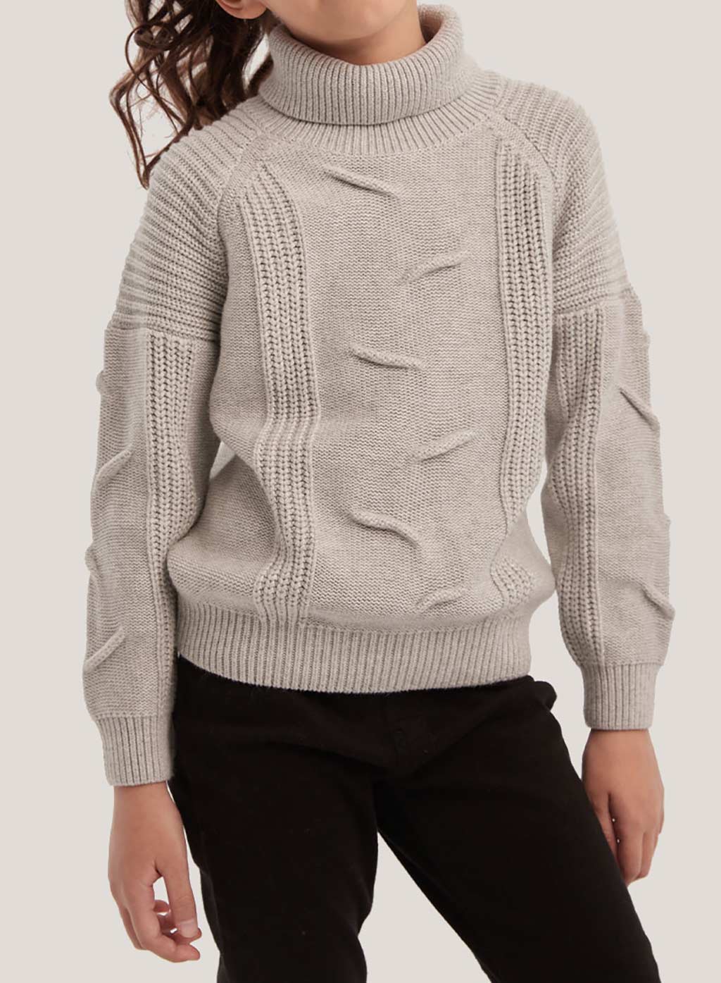 Girls Turtleneck Cable Sweater