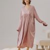 Draped Long Sleeved Nightgown